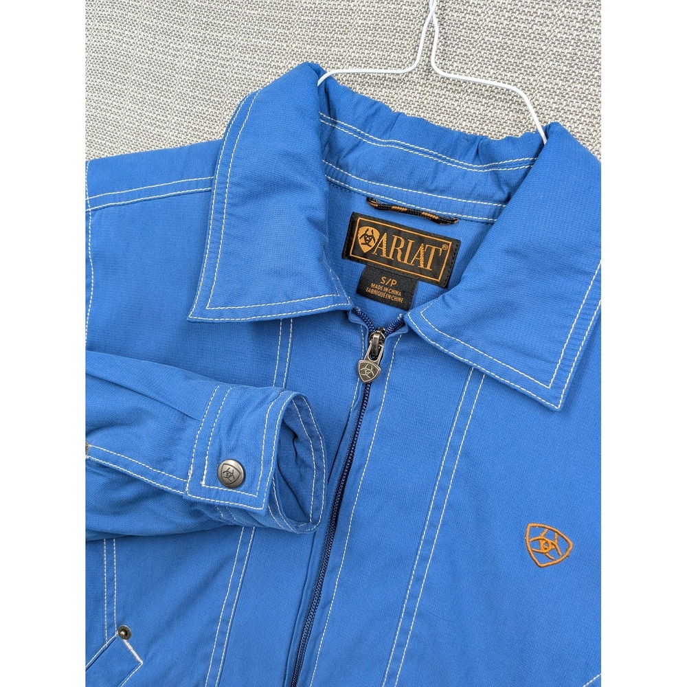 Ariat Jacket Womens Small Blue Canvas Full Zip Western Lined Logo Stitching